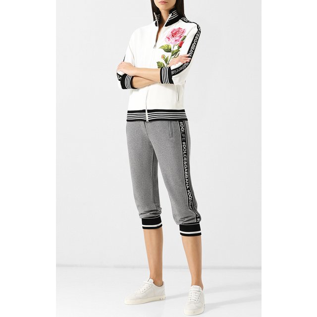 фото Укороченные хлопковые брюки с логотипом бренда dolce & gabbana