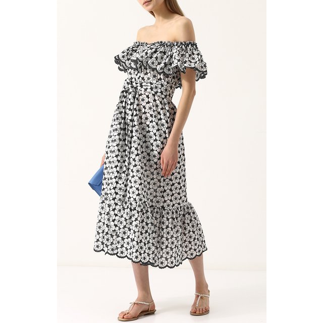 фото Приталенное хлопковое платье с принтом lisa marie fernandez