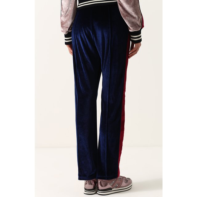 фото Бархатные брюки прямого кроя с контрастными лампасами forte dei marmi couture