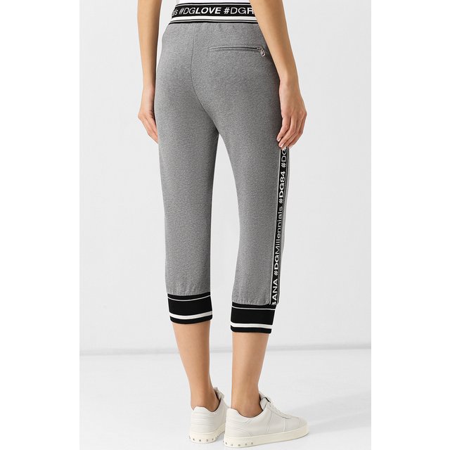 фото Укороченные хлопковые брюки с логотипом бренда dolce & gabbana