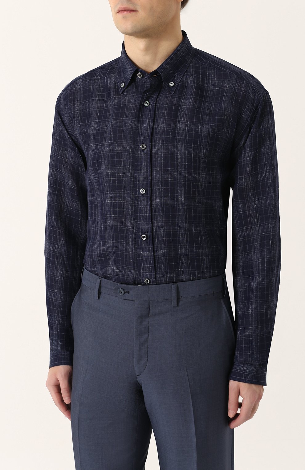 фото Хлопковая рубашка с воротником button down brioni