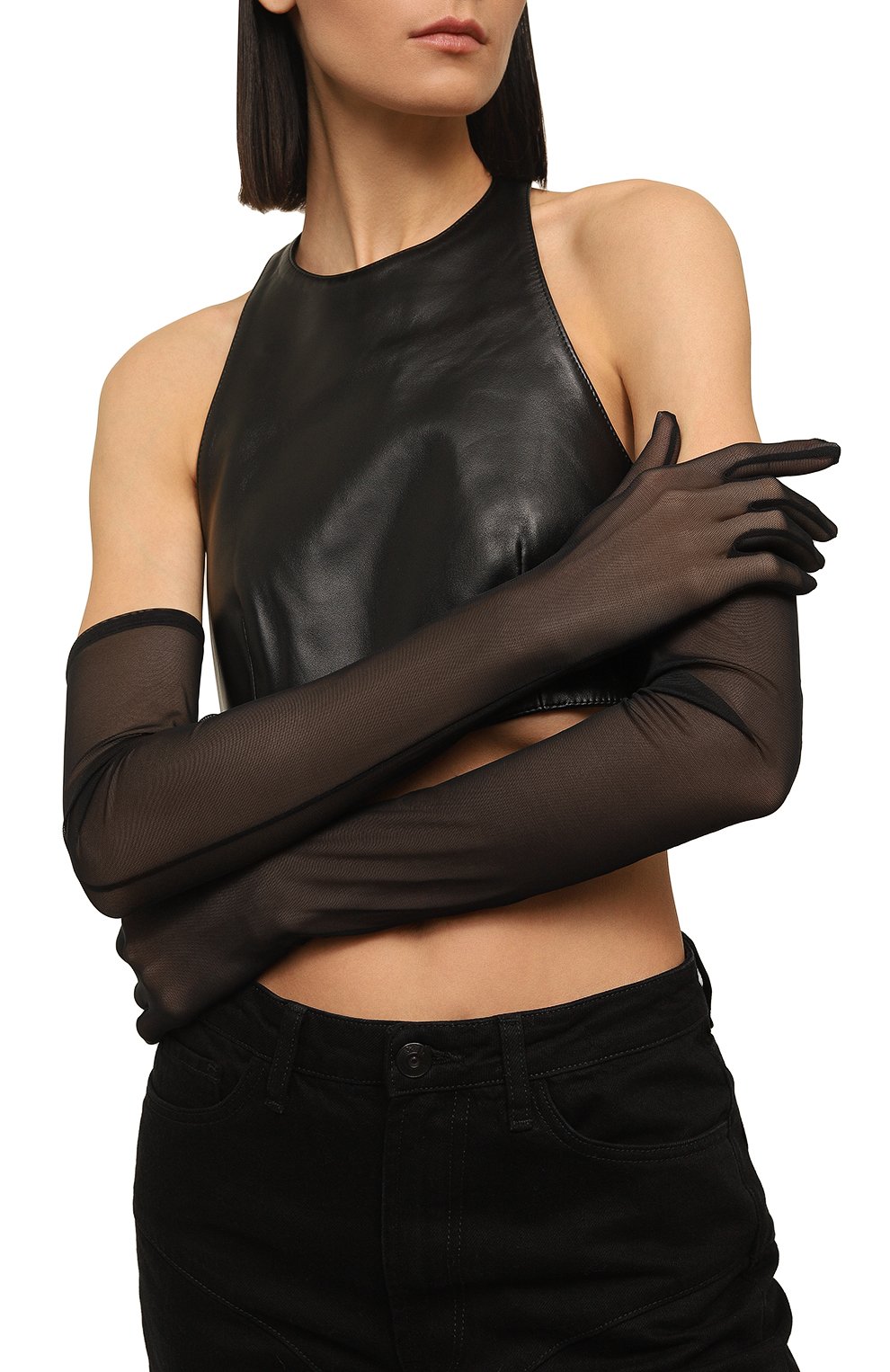 Женские перчатки DOLCE & GABBANA черного цвета, арт. FG108A/FLRC2 | Фото 2 (Материал: Текстиль, Синтетический материал)