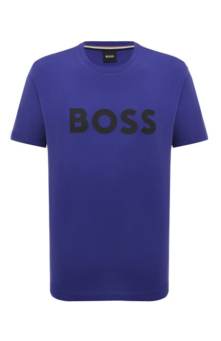 Мужская хлопковая футболка BOSS синего цвета по цене 10500 руб., арт. 50495742 | Фото 1