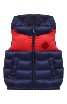 Детского пуховый жилет MONCLER синего цвета, арт. F2-951-1A519-20-53334 | Фото 1 (Кросс-КТ НВ: Верхняя одежда-одежда, Утепленные жилеты; Ростовка одежда: 12 мес | 80 см, 18 мес | 86 см, 24 мес | 92 см, 6 мес | 68 см, 9 мес | 74 см)