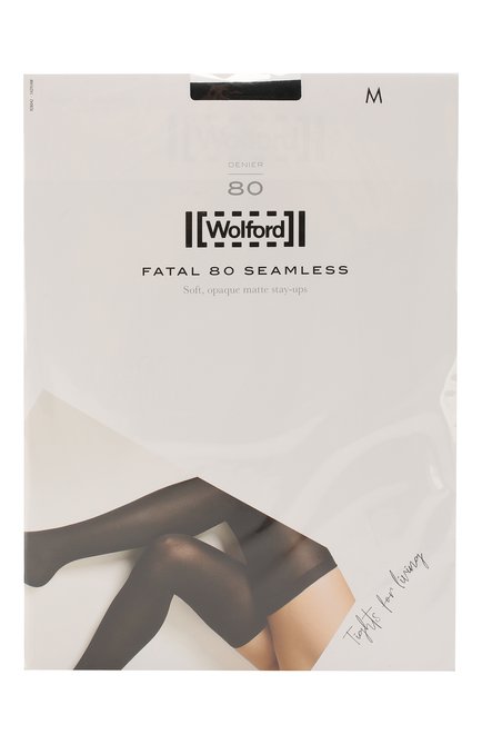 Женские капроновые чулки с гладкой отделкой WOLFORD черного цвета, арт. 28042 | Фото 1 (Материал внешний: Синтетический материал; Статус проверки: Проверена категория)