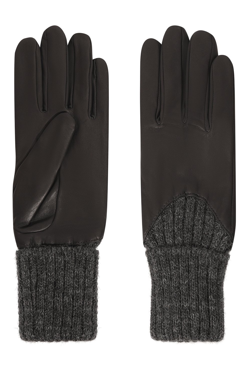 Женские кожаные перчатки AGNELLE темно-серого цвета, арт. CECILIA/A | Фото 2 (Материал: Натуральная кожа; Материал сплава: Проставлено; Нос: Не проставлено)