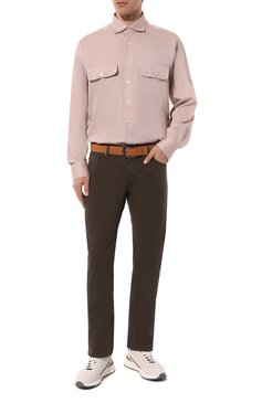 Мужская хлопковая рубашка MUST светло-розового цвета, арт. CP0/P201 | Фото 2 (Манжеты: На пуговицах; Рукава: Длинные; Воротник: Акула; Случай: Повседневный; Длина (для топов): Стандартные; Материал сплава: Проставлено; Материал внешний: Хлопок; Принт: Однотонные; Драгоценные камни: Проставлено; Стили: Кэжуэл)