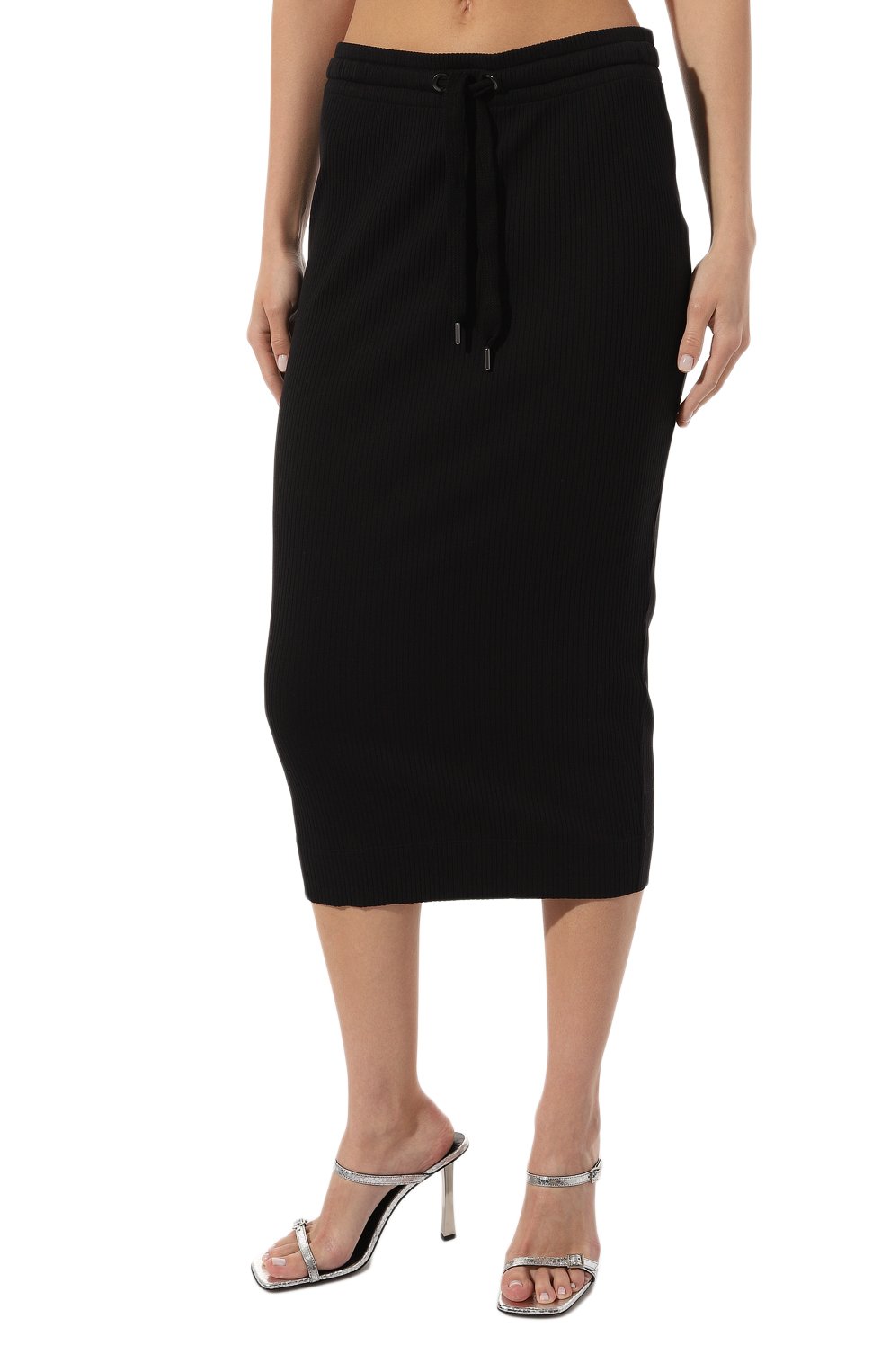 Женская хлопковая юбка BRUNELLO CUCINELLI черного цвета, арт. ML171SR799 | Фото 3 (Женское Кросс-КТ: Юбка-карандаш, Юбка-одежда; Материал внешний: Хлопок; Стили: Кэжуэл)