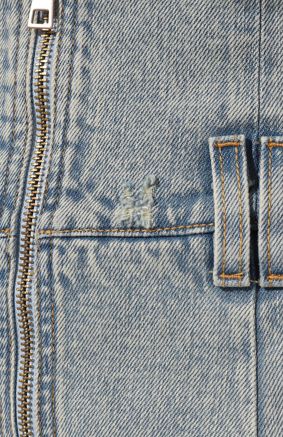Женская джинсовая юбка HTC светло-голубого цвета, арт. 23SHTG0001 | Фото 5 (Кросс-КТ: Деним; Стили: Гранж; Женское Кросс-КТ: Юбка-одежда; Материал внешний: Хлопок, Деним; Длина Ж (юбки, платья, шорты): Миди)