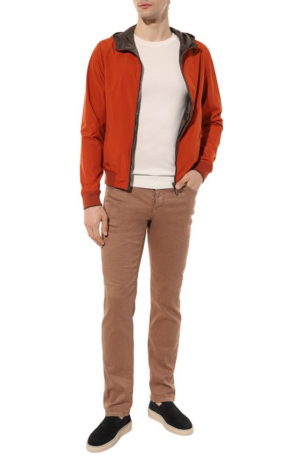 Мужские джинсы KITON светло-коричневого цвета, арт. UPNJSJ0733B | Фото 2 (Материал внешний: Лен, Хлопок; Длина (брюки, джинсы): Стандартные)