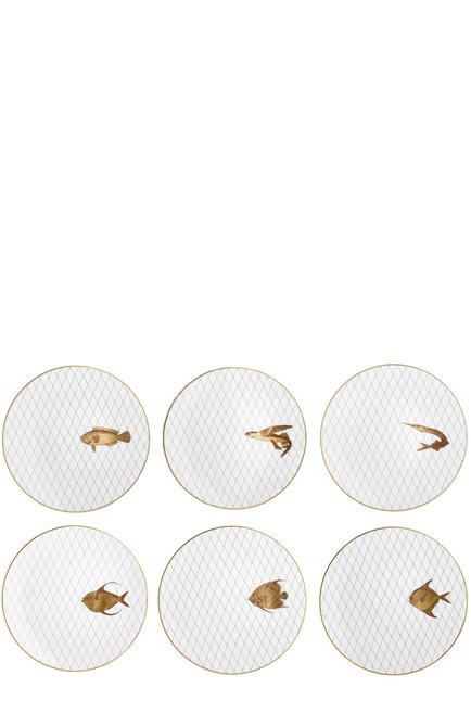 Набор из 6-ти обеденных тарелок poissons d'or BERNARDAUD золотого цвета, арт. 2445/6853 | Фото 1 (Статус проверки: Проверена категория; Ограничения доставки: fragile-2)