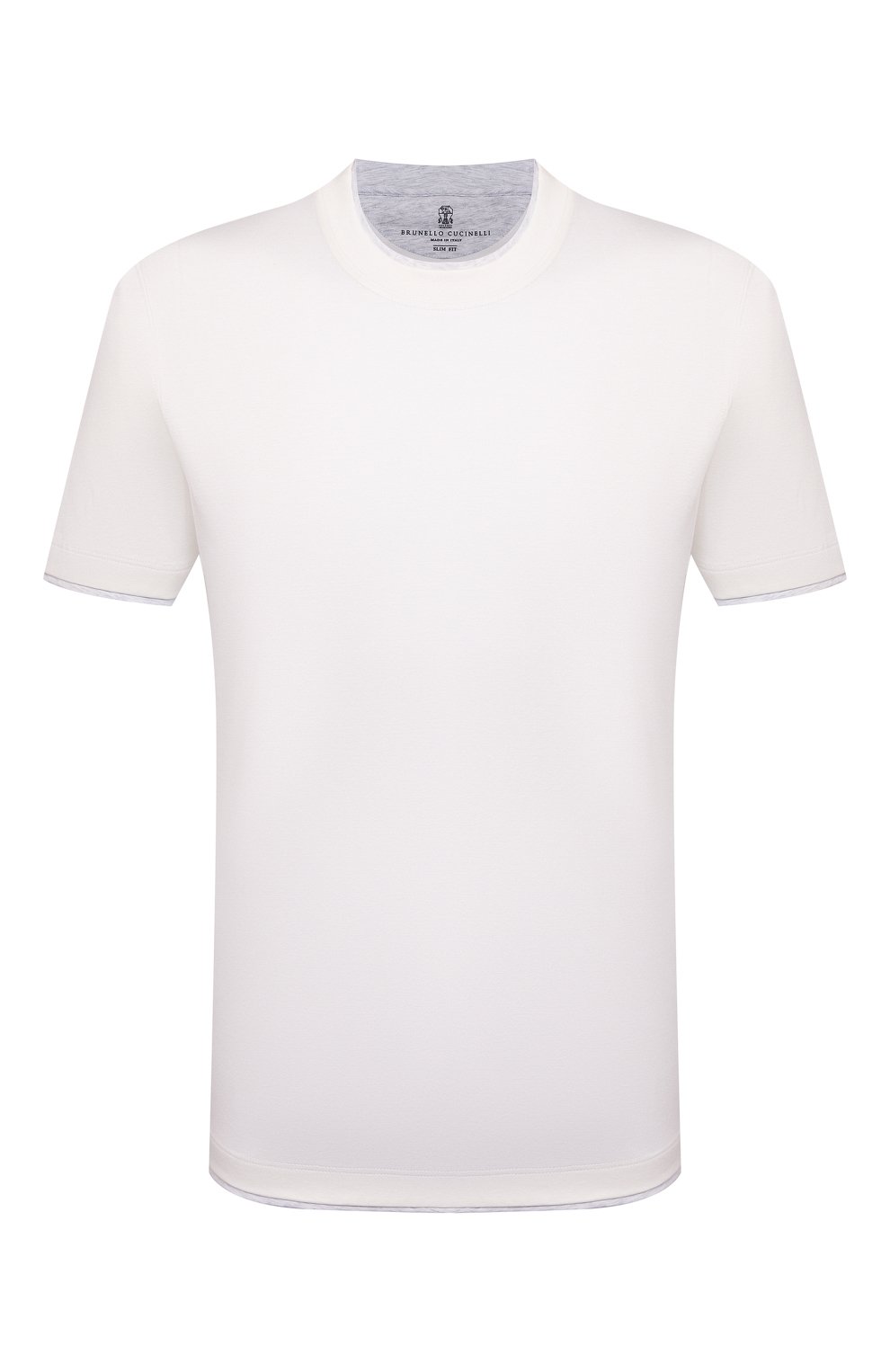Мужская хлопковая футболка BRUNELLO CUCINELLI белого цвета, арт. M0T617427 | Фото 1 (Принт: Без принта; Рукава: Короткие; Длина (для топов): Стандартные; Материал внешний: Хлопок; Размерность: Маломерит; Стили: Кэжуэл)