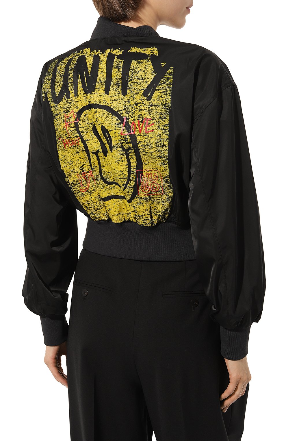 Женский бомбер HUGO черного цвета, арт. 50494700 | Фото 4 (Кросс-КТ: Куртка, бомбер; Рукава: Длинные; Материал внешний: Синтетический материал; Стили: Спорт-шик; Длина (верхняя одежда): Короткие)