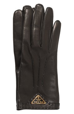 Женские кожаные перчатки PRADA черного цвета, арт. 1GG746-038-F0002 | Фото 1 (Материал сплава: Проставлено; Нос: Не проставлено)