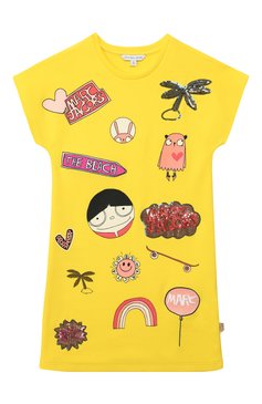 Детское мини-платье MARC JACOBS (THE) желтого цвета, арт. W12267/6A-12A | Фото 1 (Рукава: Короткие; Случай: Повседневный; Материал внешний: Синтетический материал, Хлопок, Вискоза; Материал подклада: Синтетический материал, Хлопок; Девочки Кросс-КТ: Платье-одежда; Статус проверки: Проверена категория)