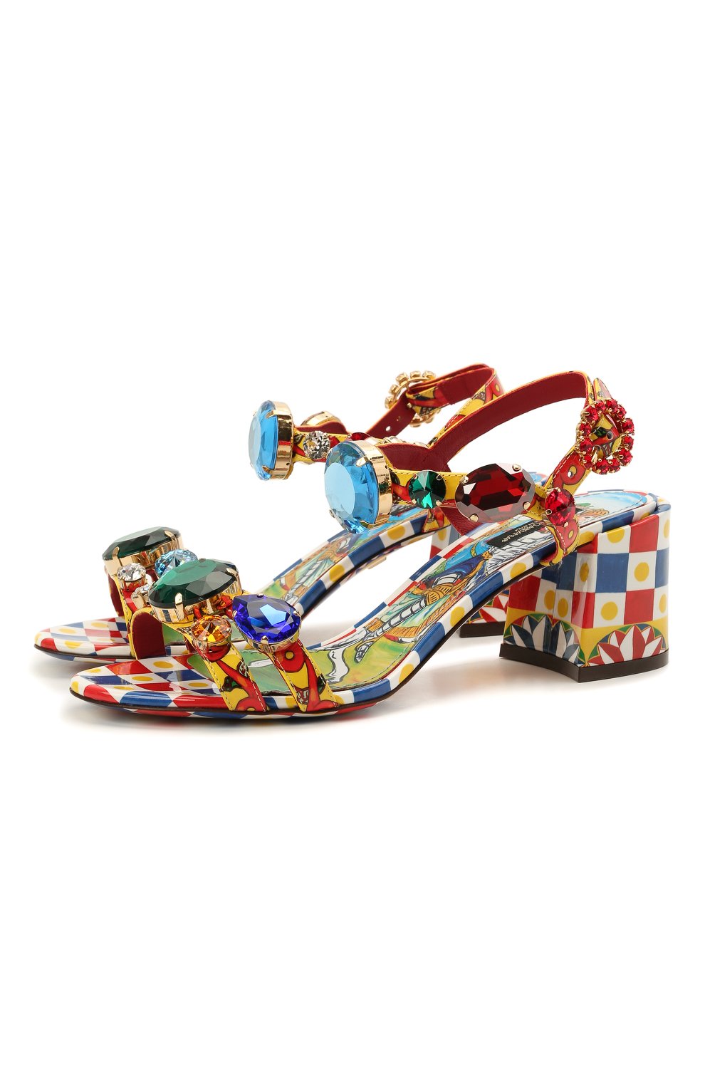 Женские разноцветные кожаные босоножки keira DOLCE & GABBANA купить в ...