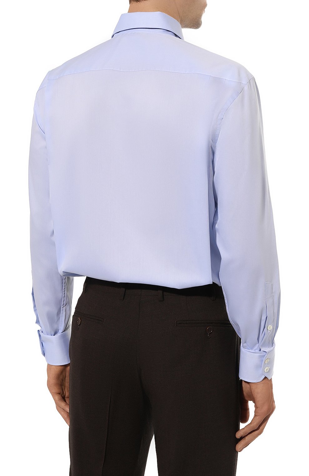Мужская хлопковая рубашка VAN LAACK голубого цвета, арт. RIVARA-CFN/150244 | Фото 5 (Манжеты: На пуговицах; Рукава: Длинные; Рубашки М: Classic Fit; Воротник: Акула; Случай: Повседневный; Длина (для топов): Стандартные; Материал сплава: Проставлено; Материал внешний: Хлопок; Драгоценные камни: Проставлено; Стили: Кэжуэл)