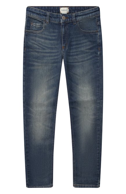 Детские джинсы GUCCI голубого цвета по цене 39350 руб., арт. 572183/XDBC0 | Фото 1