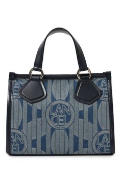 Женский сумка-тоут cabas ete LANCEL голубого цвета, арт. A12388 | Фото 1 (Сумки-технические: Сумки-шопперы; Материал сплава: Проставлено; Ремень/цепочка: На ремешке; Материал: Тексти�ль; Драгоценные камни: Проставлено; Размер: small)