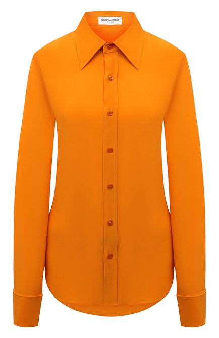 Женская шелковая рубашка SAINT LAURENT оранжевого цвета по цене 96050 руб., арт. 679108/Y100W | Фото 1