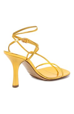Женские кожаные босоножки bv line BOTTEGA VENETA золотого цвета, арт. 630178/VBS90 | Фото 4 (Каблук высота: Высокий; Материал внутренний: Натуральная кожа; Региональные ограничения белый список (Axapta Mercury): RU; Каблук тип: Шпилька; Подошва: Плоская; толщина подошвы: 0,8; ширина носка стельки: 8, 8,1, 8,3, 8,5; высота каблука: 9,2, 9,5)