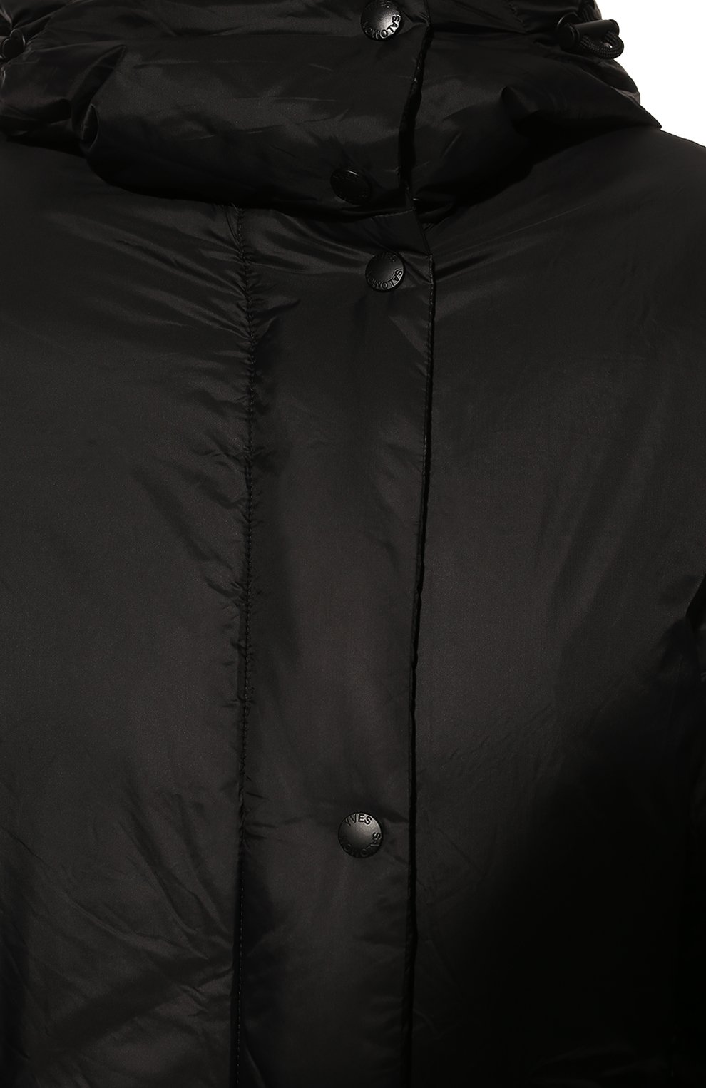 Женский пуховик YS ARMY PARIS черного цвета, арт. 23WFM02390S03W | Фото 5 (Кросс-КТ: Куртка, Пуховик; Рукава: Длинные; Длина (верхняя одежда): До середины бедра; Материал внешний: Синтетический материал; Материал сплава: Проставлено; Стили: Спорт-шик; Материал подклада: Синтетический мат ериал; Драгоценные камни: Проставлено; Материал утеплителя: Пух и перо)