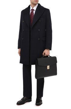 Мужской кожаный портфель SANTONI черного цвета, арт. UFBBA1992F0-HMA1N01 | Фото 2 (Материал: Натуральная кожа; Ремень/цепочка: На ремешке; Размер: large)
