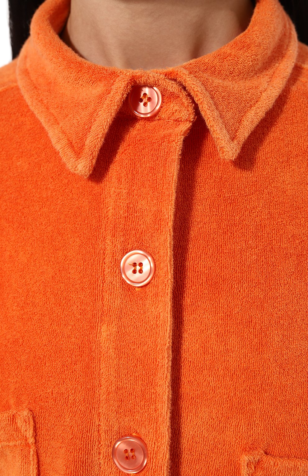 Женская хлопковая рубашка ELECTRIC&ROSE оранжевого цвета, арт. LFCV168VIN | Фото 5 (Принт: Без принта; Рукава: Короткие; Женское Кросс-КТ: Рубашка-одежда; Длина (для топов): Стандартные; Материал сплава: Проставлено; Материал внешний: Хлопок; Драгоценные к амни: Проставлено; Стили: Кэжуэл)