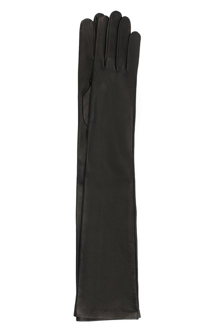 Женские кожаные перчатки DRIES VAN NOTEN черного цвета, арт. 202-10102-101 | Фото 1 (Длина (верхняя одежда): Длинные; Материал: Натуральная кожа)