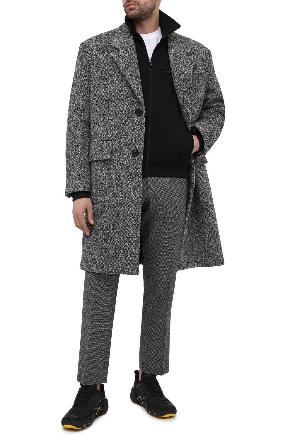 Мужские кроссовки tecno stretch PRADA черного цвета, арт. 2EG314-3LCW-F00ZH | Фото 2 (Материал внешний: Текстиль; Стили: Гранж; Материал утеплителя: Без утеплителя; Подошва: Массивная)