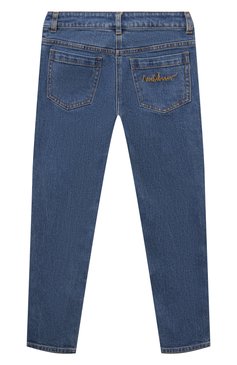 Детские джинсы MOSCHINO синего цвета, арт. HDP05I/N0Z83/10A-14A | Фото 2 (Детали: Однотонный; Материал сплава: Проставлено; Нос: Не проставлено; Материал внешний: Хлопок)