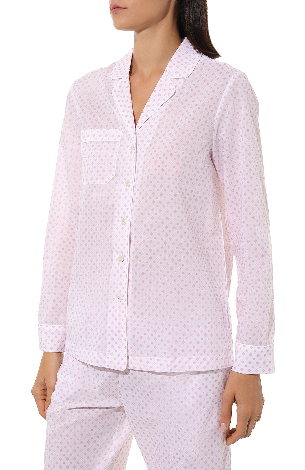 Женская хлопковая пижама DEREK ROSE светло-розового цвета, арт. 2012-NELS092 | Фото 3 (Материал сплава: Проставлено; Нос: Не проставлено; Материал внешний: Хлопок)