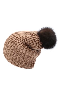 Женская шерстяная шапка BLACK SABLE бежевого цвета, арт. BS-005СР14 | Фото 3 (Материал: Текстиль, Шерсть)