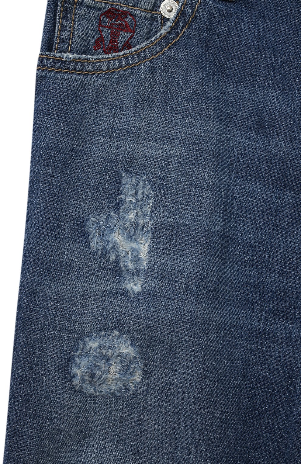 Детские джинсы BRUNELLO CUCINELLI синего цвета, арт. BE645D304B | Фото 3 (Материал сплава: Проставлено; Нос: Не проставлено; Материал внешний: Хлопок)