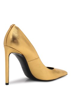 Женские кожаные туфли t screw TOM FORD золотого цвета, арт. W2325T-LSP014 | Фото 5 (Каблук высота: Высокий; Материал внутренний: Натуральная кожа; Каблук тип: Шпилька; Подошва: Плоская)