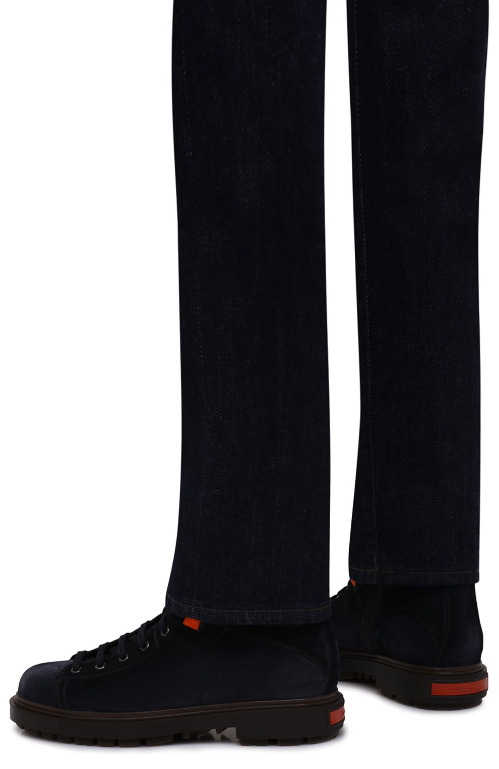Мужские замшевые ботинки SANTONI темно-синего цвета, арт. MGSG17859DDAKWRNU60 | Фото 3 (Мужское Кросс-КТ: Ботинки-обувь, зимние ботинки; Материал внутренний: Натуральная кожа, Текстиль; Региональные ограничения белый список (Axapta Mercury): RU; Материал сплава: Проставлено; Подошва: Массивная; Драгоценные камни: Проставлено; Материал внешний: Замша; Длина стельки: 27,6, 28, 28,9, 24,2, 24,7, 25,1, 25,5, 25,9, 26,4, 26,8, 27,2)