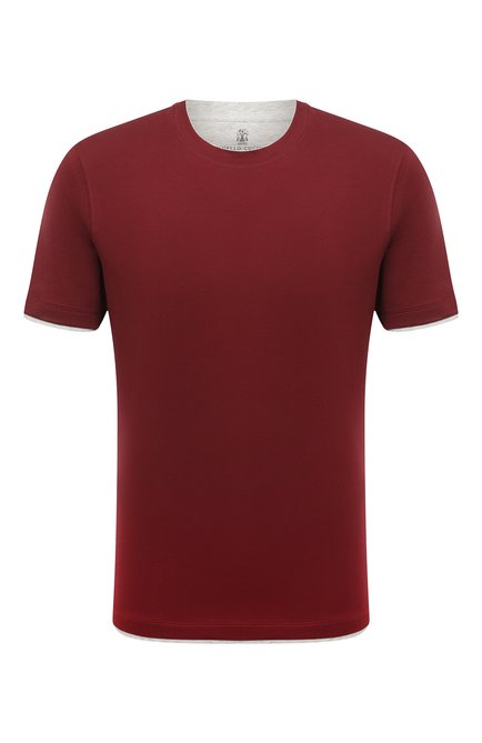 Мужская хлопковая футболка BRUNELLO CUCINELLI бордового цвета по цене 48600 руб., арт. M0T617427 | Фото 1