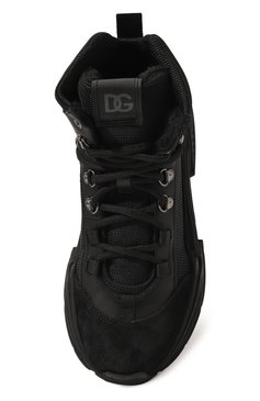 Детские кожаные ботинки DOLCE & GABBANA черного цвета, арт. DA5162/A9H56/37-39 | Фото 4 (Кросс-КТ: хайкеры; Материал сплава: Проставлено; Нос: Не проставлено; Материал внутренний: Текстиль)