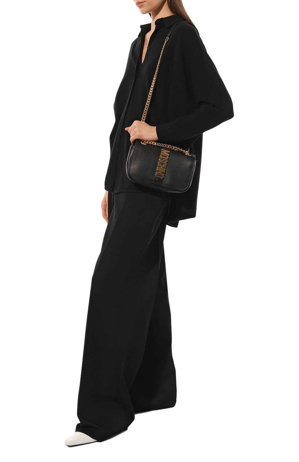 Женская сумка MOSCHINO черного цвета, арт. 2317 A7474/8008 | Фото 7 (Сумки-технические: Сумки через плечо; Материал: Натуральная кожа; Размер: small)