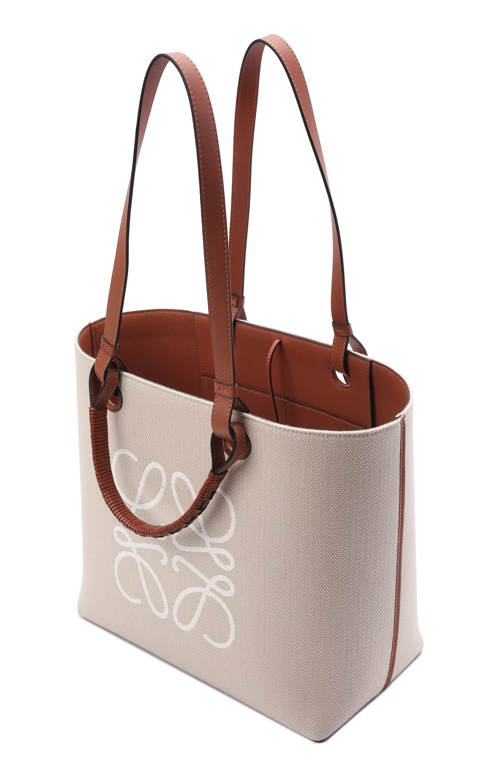 Женский сумка-тоут anagram LOEWE кремвого цвета, арт. A717T23X02 | Фото 4 (Сумки-технические: Сумки-шопперы; Размер: medium; Материал: Текстиль)