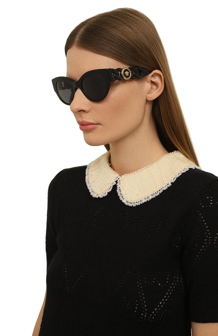 Женские солнцезащитные очки VERSACE черного цвета, арт. 4408-GB1/87 | Фото 2 (Тип очков: С/з; Оптика Гендер: оптика-женское)