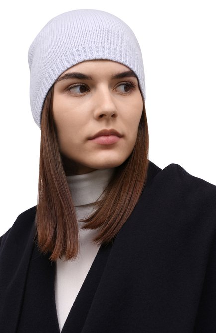 Женская кашемировая шапка JOSEPH голубого цвета, арт. JF005509 | Фото 2 (Материал: Кашемир, Шерсть, Текстиль)
