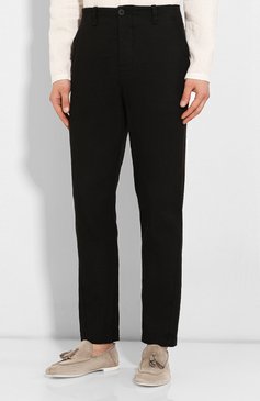 Мужские брюки из смеси льна и вискозы TRANSIT черного цвета, арт. CFUTRKF151 | Фото 3 (Длина (брюки, джинсы): Стандартные; Случай: Повседневный; Материал внешний: Вискоза, Лен)