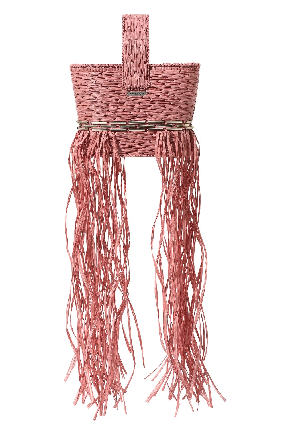 Женская сумка-корзинка SEYANA светло-розового цвета, арт. СУМКА01 | Фото 1 (Сумки-технические: Сумки top-handle; Материал: Растительное волокно; Ремень/цепочка: На ремешке; Размер: small)