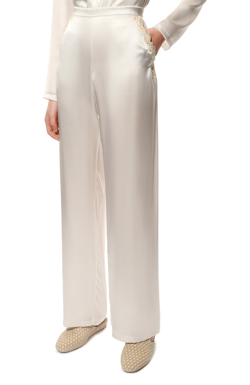 Женская шелковая пижама LA PERLA белого цвета, арт. 0051240 | Фото 5 (Материал внешний: Шелк)