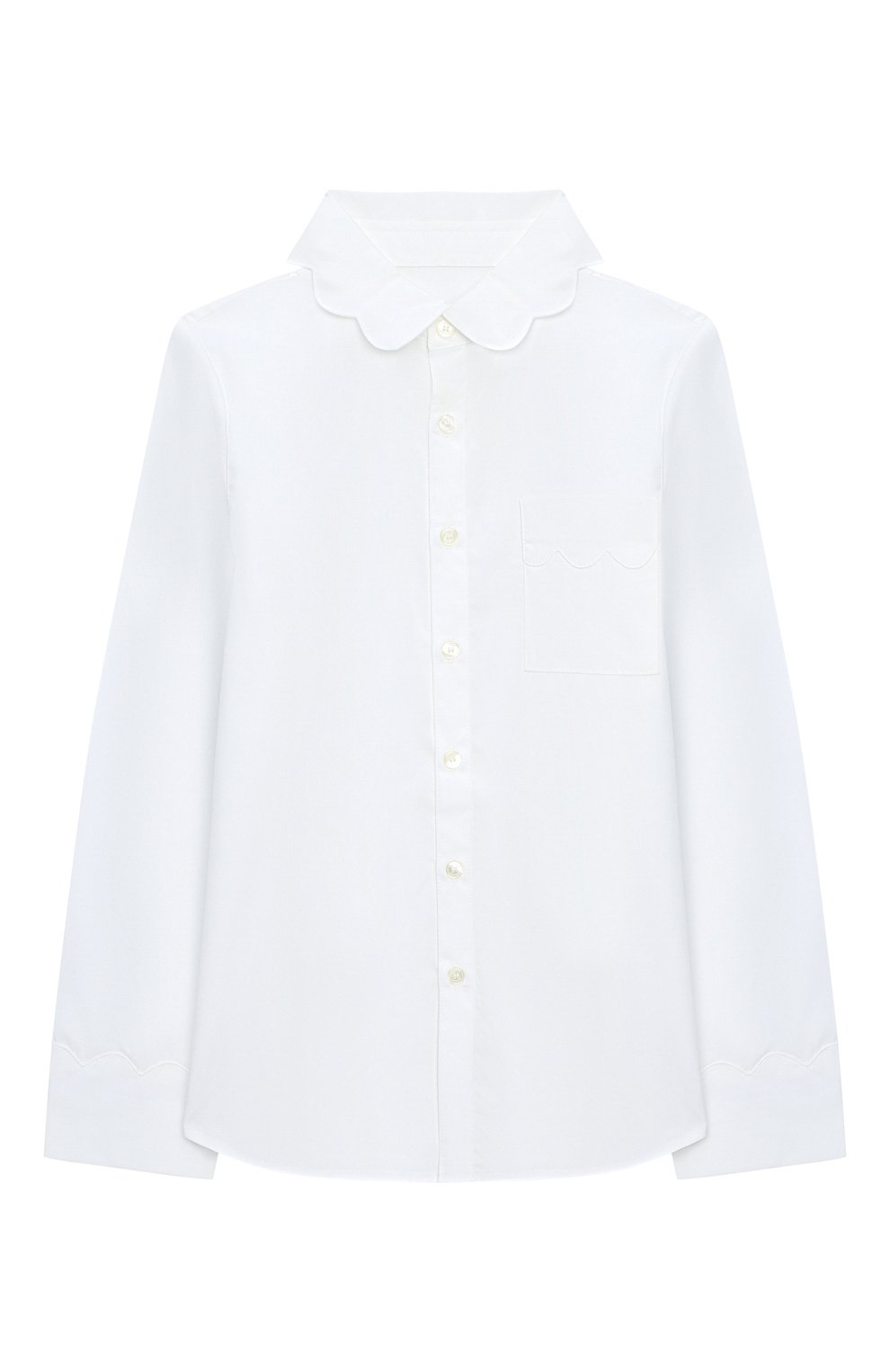 Детское хлопковая блузка BURBERRY белого цвета, арт. 8013749 | Фото 1 (Рукава: Длинные; Материал внешний: Хлопок; Стили: Классический; Статус проверки: Проверена категория)