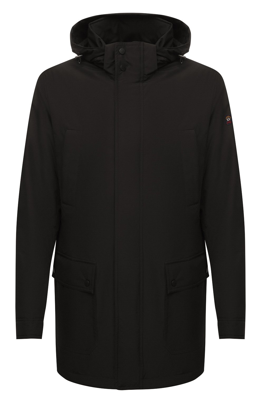 Мужская утепленная куртка PAUL&SHARK черного цвета, арт. 11312002/DF | Фото 1 (Кросс-КТ: Куртка; Рукава: Длинные; Длина (верхняя одежда): До середины бедра; Материал вн�ешний: Синтетический материал; Мужское Кросс-КТ: утепленные куртки; Материал подклада: Синтетический материал; Стили: Кэжуэл)