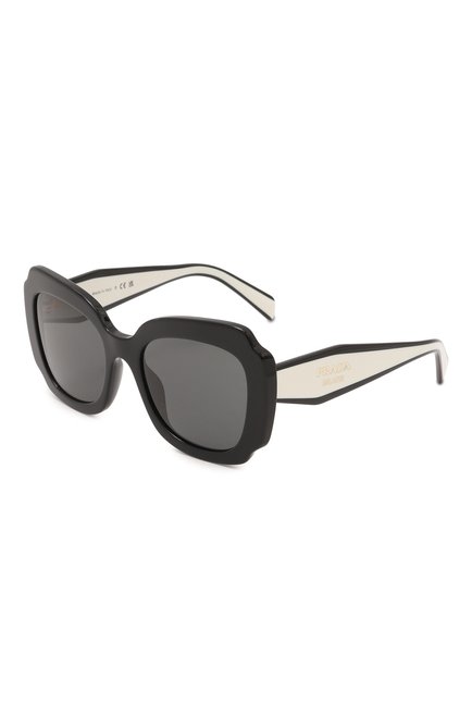 Женские солнцезащитные очки PRADA черно-белого цвета, арт. 16YS-09Q5S0 | Фото 1 (Тип очков: С/з; Материал: Пластик; Оптика Гендер: оптика-жен ское; Очки форма: Квадратные, Бабочка)