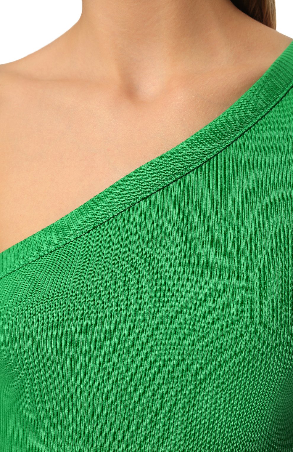 Женское хлопковое платье AMI зеленого цвета, арт. FDR307.758 | Фото 5 (Рукава: Длинные; Стили: Гламурный; Случай: Вечерний; Кросс-КТ: Трикотаж; Материал внешний: Хлопок; Длина Ж (юбки, платья, шорты): Миди; Женское Кросс-КТ: Платье-одежда)