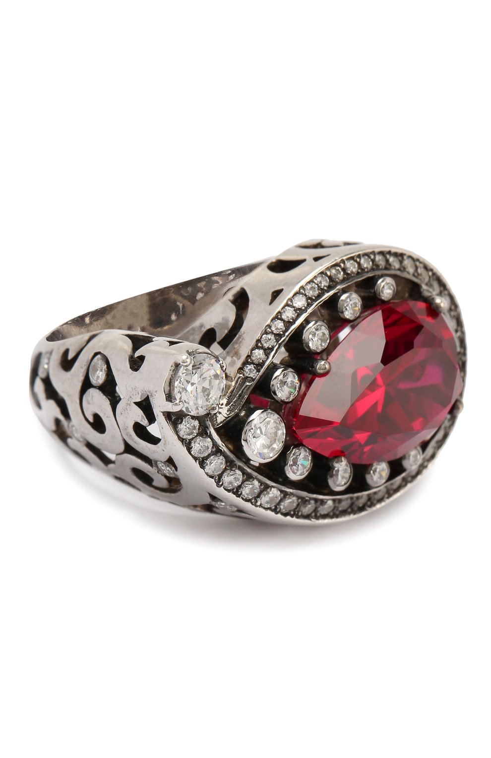 Женское кольцо ryby drop QUEENSBEE красного цвета, арт. 101034/13,05 | Фото 1 (Материал: Серебро; Статус проверки: Проверена категория)